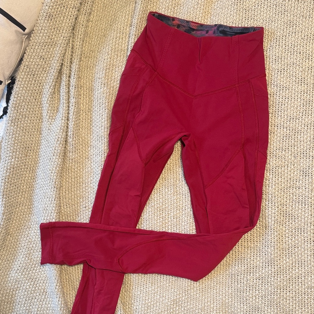 Lululemon fast and free dark red leggings